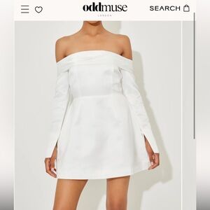 White off the shoulder midi dress. Odd muse